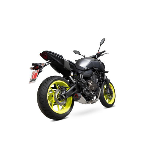 Scorpion Exhaust Yamaha MT-07 2014 - 2021 Serket Taper De-Cat Race Full System Brushed Stainless Steel Sleeve